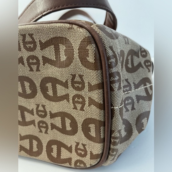 Etienne Aigner Designer Signature Logo Woman’s Purse Satchel Shoulder Bag Brown - Picture 8 of 14